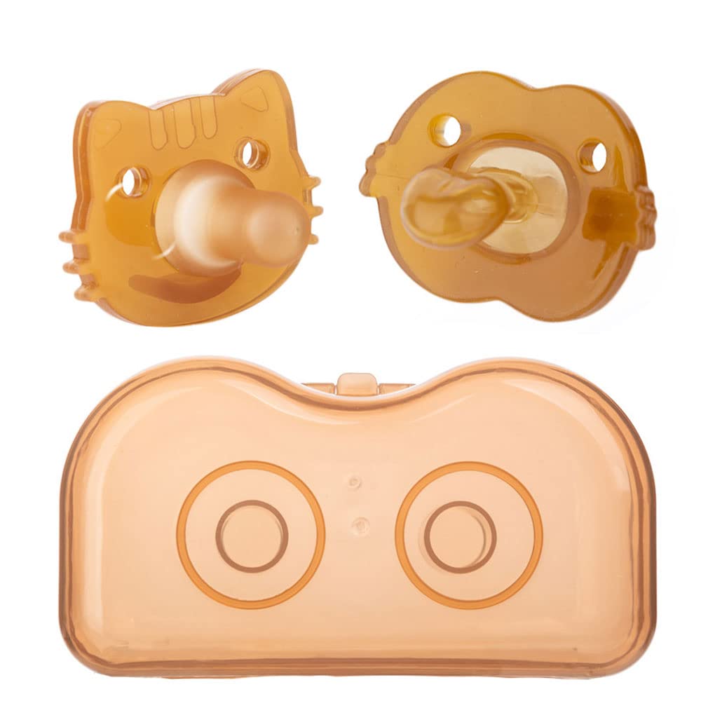 Latex Day and Night Soothers 0 Months + (Pack of 2), Baby Soothers with Travel Case, Newborn Essentials