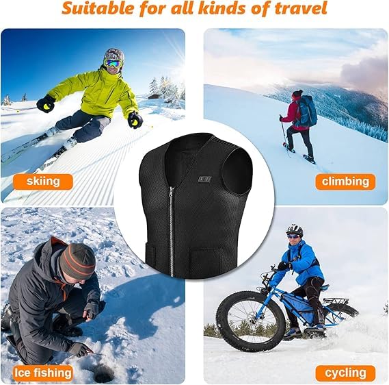 Gilet Riscaldabile per Uomo e Donna, Gilet Riscaldato USB, Vestito Elettrici Riscaldati
