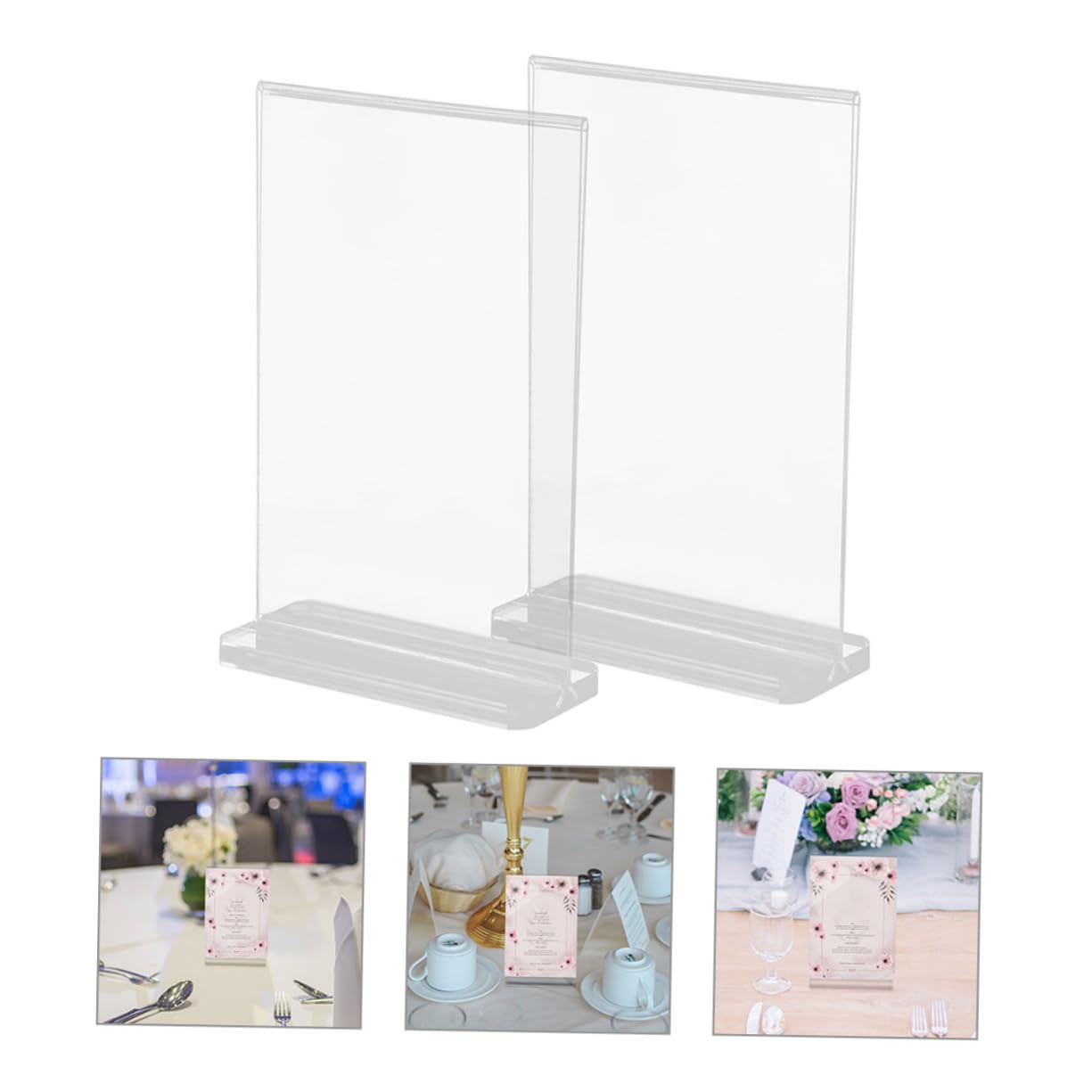 Soporte de Menú T en Acrílico 10 Piezas para Mesa y Bar | Expositor Transparente de Base Estable, Diseño Portátil y Ligero, Uso en Ferias y Exhibiciones