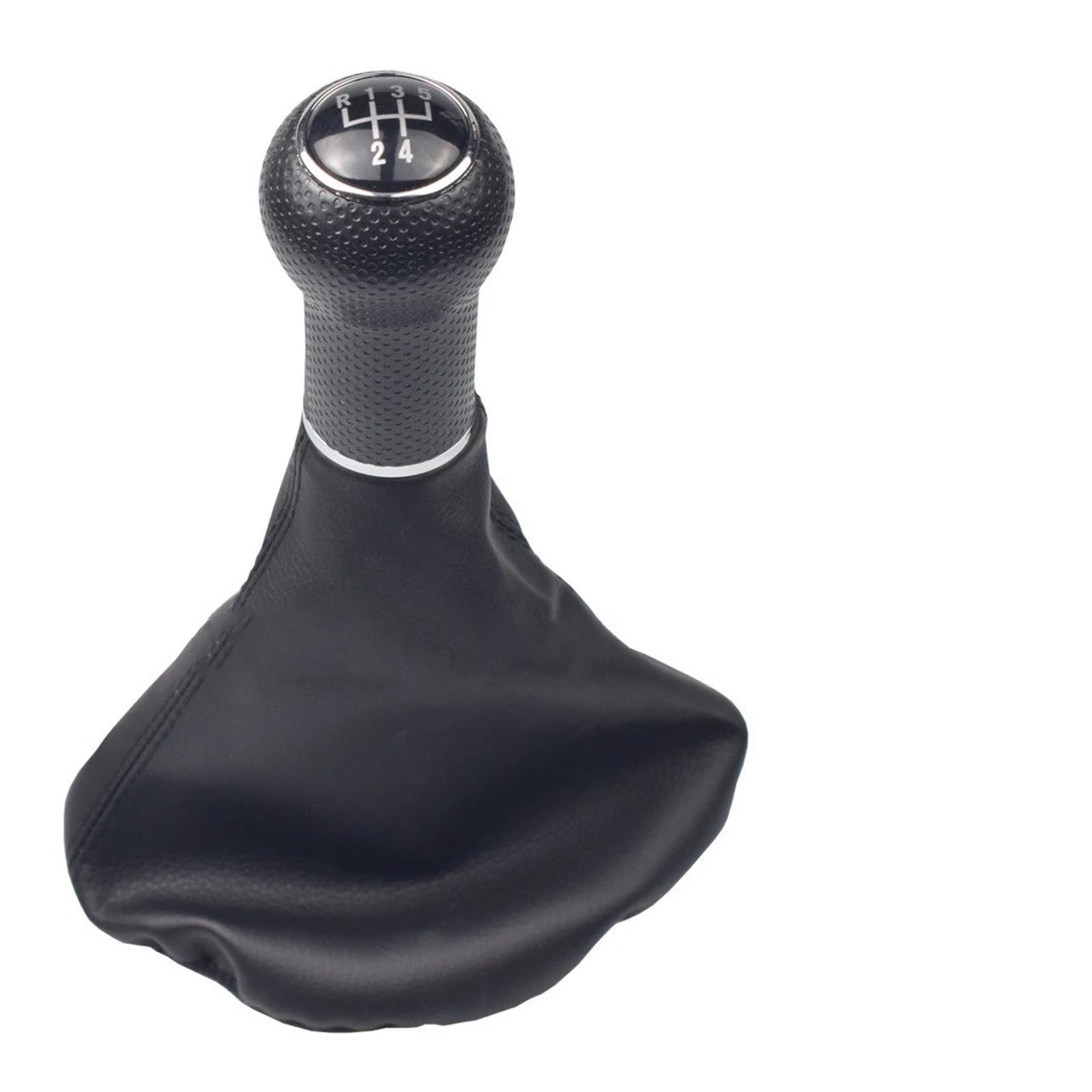 SAUANMNKTP Gearshift Knob for VW for Golf 1992-1998 Car Manual 5 Speed Gear Shift Stick Shifter Knob Head Gaitor Boot(5R-Silver-Black line)