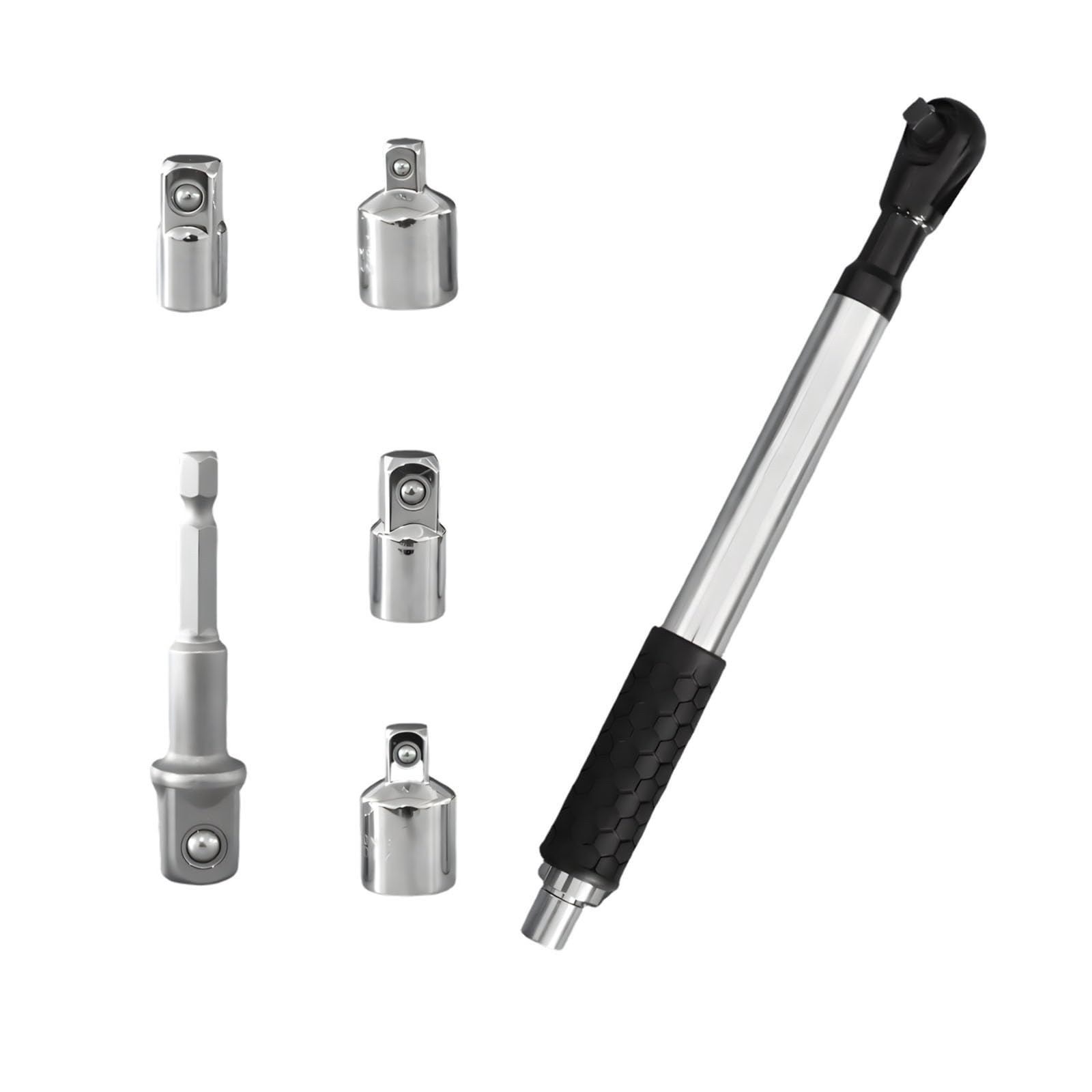 Hogtnd Black The Heavy Duty Steel Extension Wrench Collection Comes With 4 Sockets And One Bit And Is Ideal For Vehicle Repair And Household Work