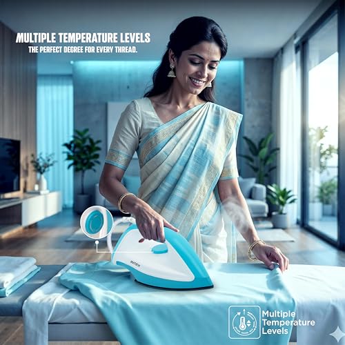 Image of Intex Glidex Ease Dry Iron 1000W | Non-Stick Soleplate | Adjustable Temperature Control | Shock Proof Lightweight Dry Iron | Thermal Protection | Fast & Smooth Ironing for Home Use | 2 Year Warranty