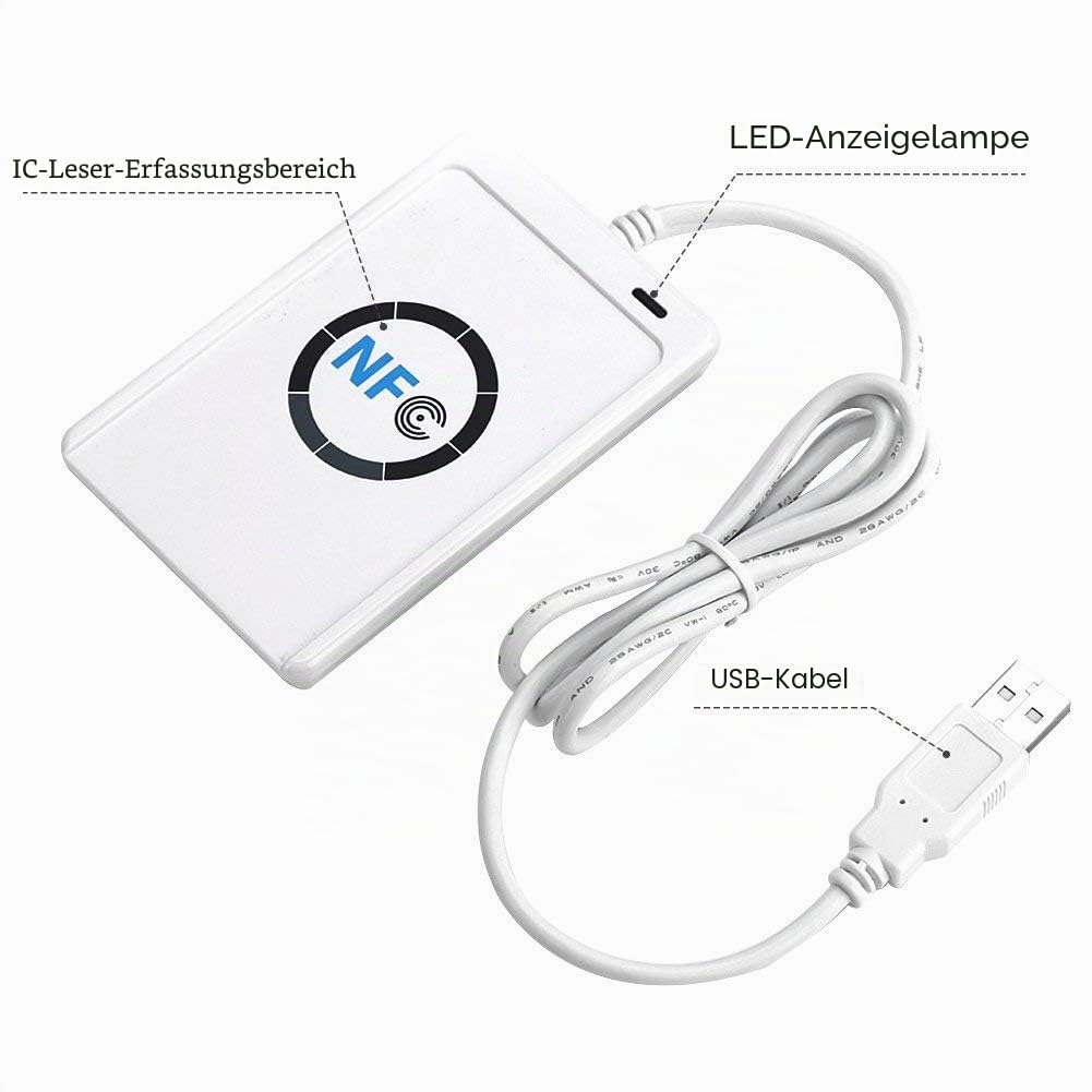 ACS ACR122U USB 2.0 ß Chipkartenleser - Chipkartenleser (USB 2.0, 65 x 12,8 x 98 mm, 70 g, 2000, 2000 Professional, 7 Home Basic, 7 Home Basic x64, 7..., Android, ISO 14443, CE, FCC C, KC,