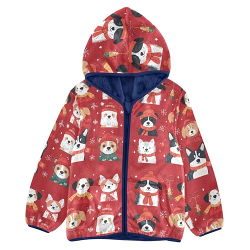 Christmas Cute Dogs Girls Fleece Jacket Girls Fall Jacket Girls Zip Up Hoodie Girls Sherpa Jacket 2-10T