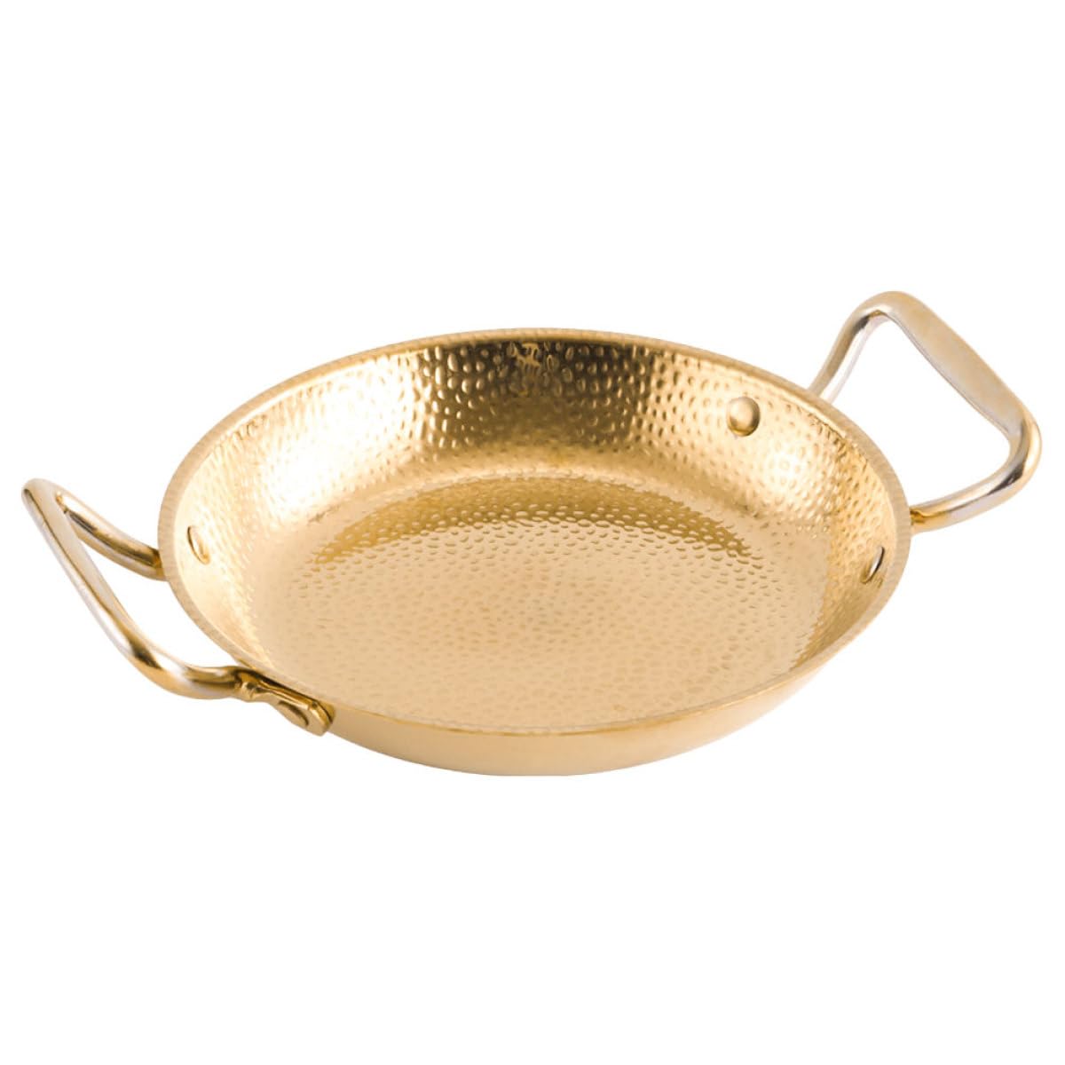 Poêle à paella en acier inoxydable de cuisine familiale avec sa double poignée pratique