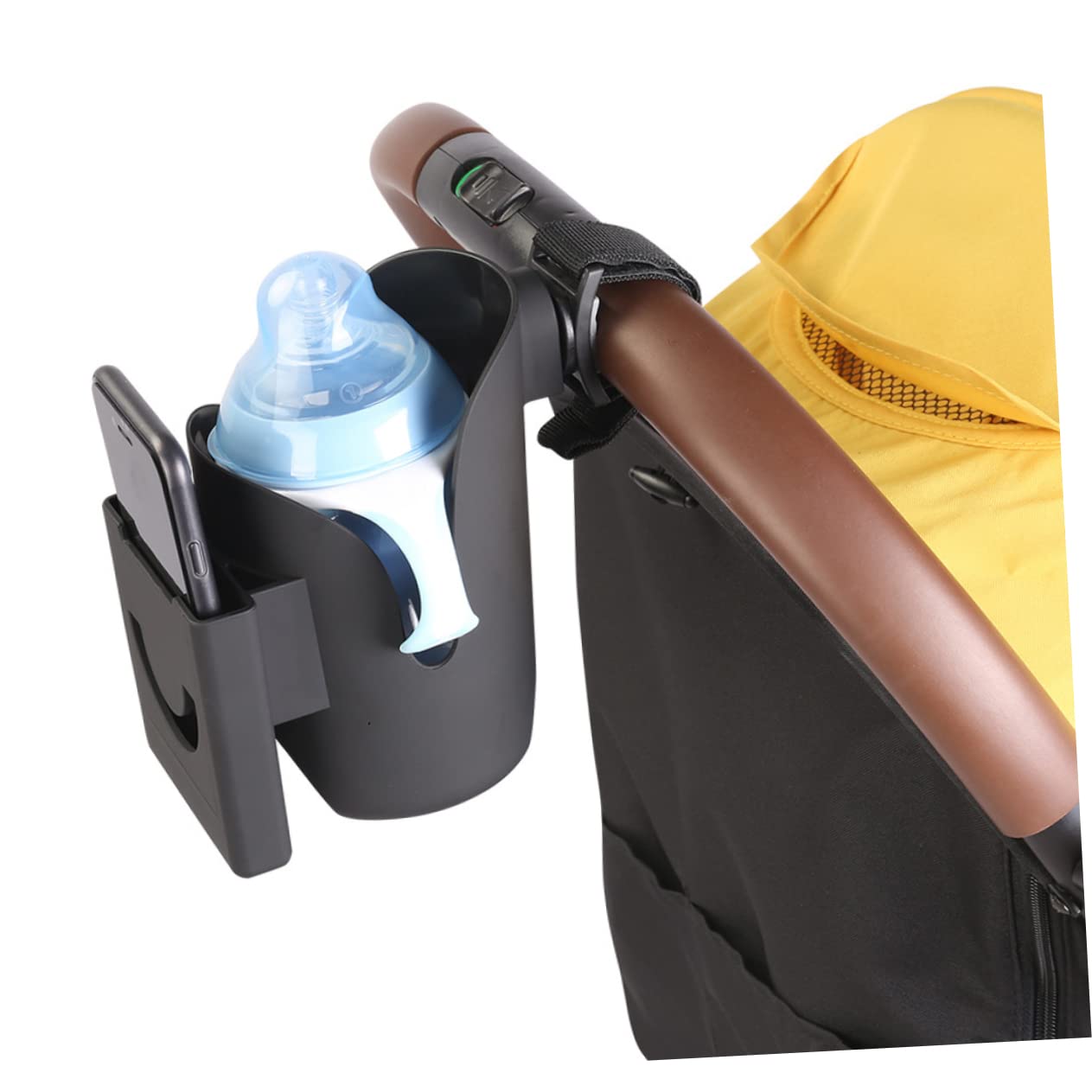 Yardwe 2 Pièces Porte Gobelet Poussette Noir Support Bouteille et Support Téléphone pour Poussettes Portable et Facile à Installer