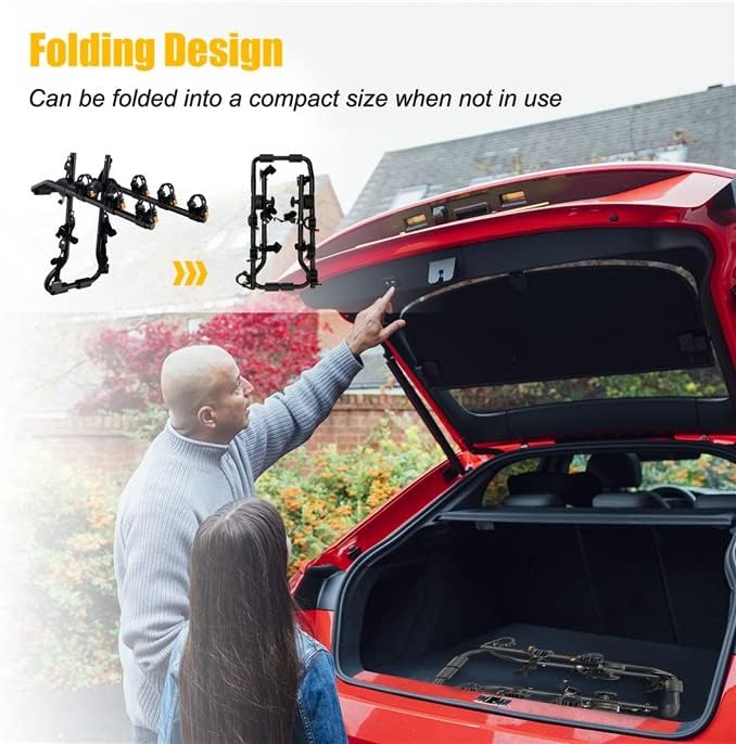 Miniatura 6 de Portabicicletas montado, soporte para 3 bicicletas con longitud y ángulo ajustables, cunas protectoras, correas de fijación, portaequipajes de