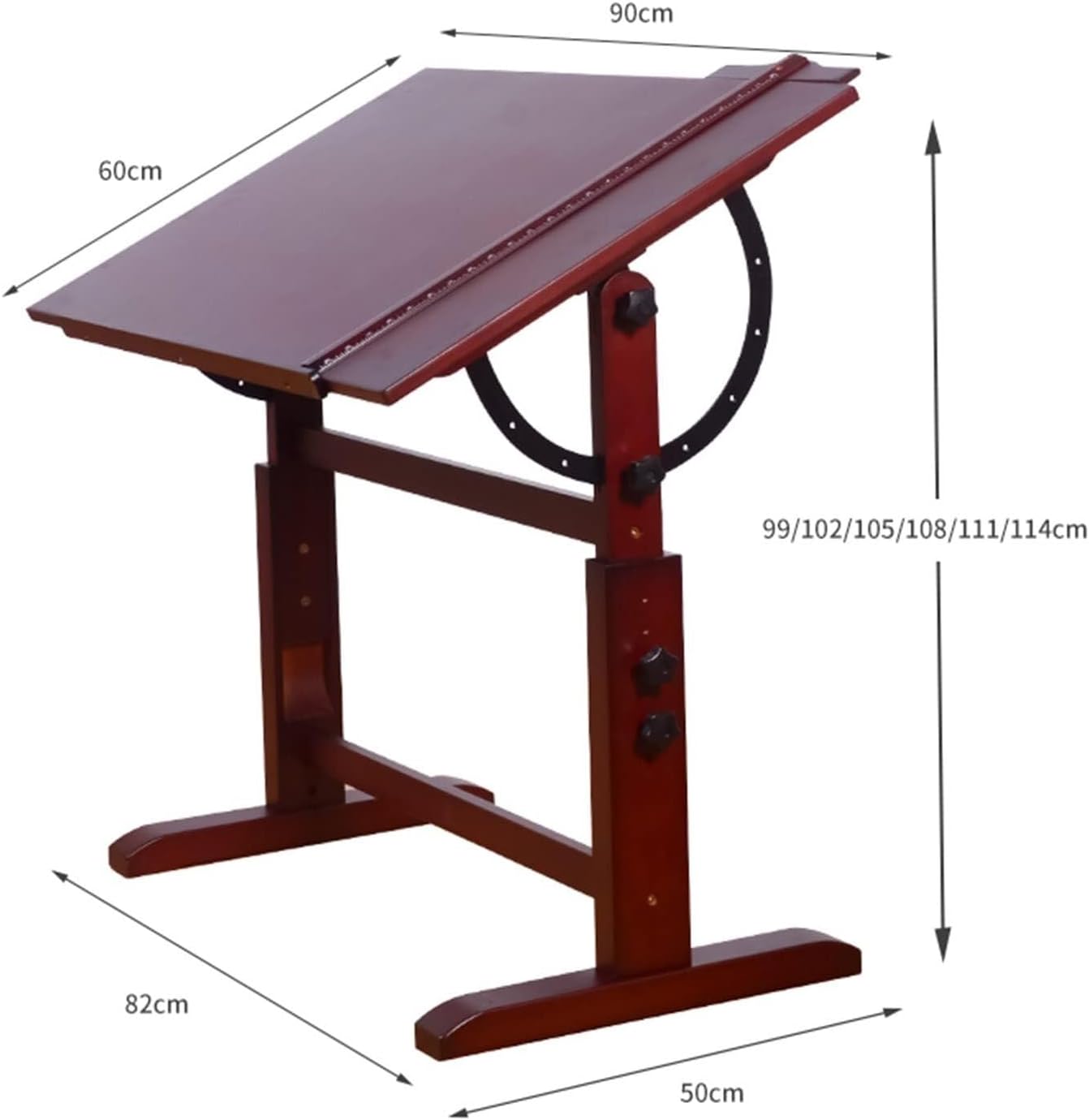 Drafting Table,Wood Drafting Table, 35.4 X 23.6 Inch Extra Large Painting Table, Adjustable Desktop Angle and Height, with Measuring Ruler, for Artwork, Graphic
