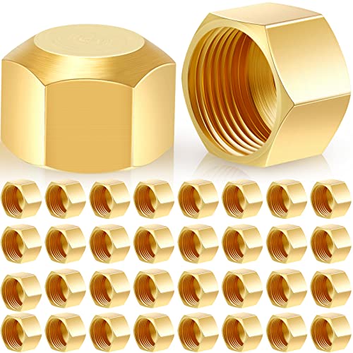 3/8 Inch Brass Compression Cap Stop Valve Cap Brass Compression Cap Drain Pipe Fittings For Hose Connector Garden Outdoor Water Pipes Nozzle Joints (50 Pieces) #TOP11