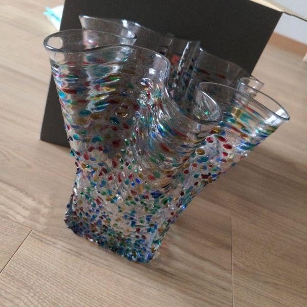 Amazon.co.jp: 津軽びいどろ 天開 フリル花器ねぶた : ホーム＆キッチン