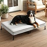 Veehoo Elevated Dog Bed with Waterproof Cushion, Cooling Raised Dog Beds with Padded Top, Washable Outdoor Dog Bed, Orthopedic Pet Cot for Indoor & Outdoor, Extra Large Dog Bed 53' x 37.5', Dark Grey