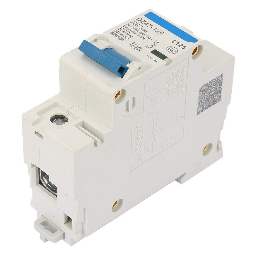 Keenso Disyuntor de corriente, DZ47-125 1P, interruptor de circuito en miniatura de corriente 230 V 80/100/125 A, interruptor de fuga de protección suplementaria (125 A), disyuntor dz47-125