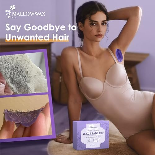 Image of Mallowwax Wax Beads for Hair Removal -5 Pack Hard Wax for Sensitive Skin, Ideal for Bikini, Brazilian, Face, Eyebrow, Legs, Armpit, Full Body - Professional Waxing Wax Refill at Home for Women Men