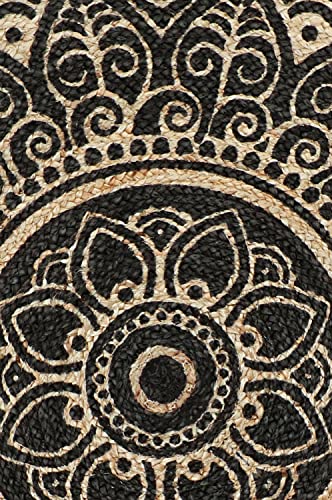 MARRAKESCH Handgewebter runder orientalischer Jute Teppich Daniya Schwarz 120cm | Outdoor Teppiche rund geflochten für… – Bild 5
