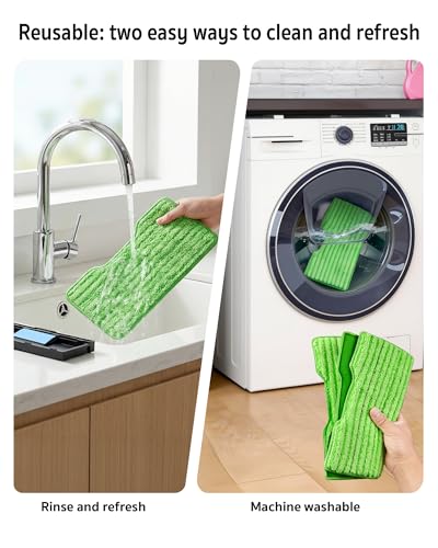 Image of Reusable mop Replacement Pads Compatible with Shark Vacmop VM252 VM250 VM200, Washable mop Refills for Hard Floor Cleaning (1 Dirt Chamber + 3 Replacement Filters + 4 Pads)