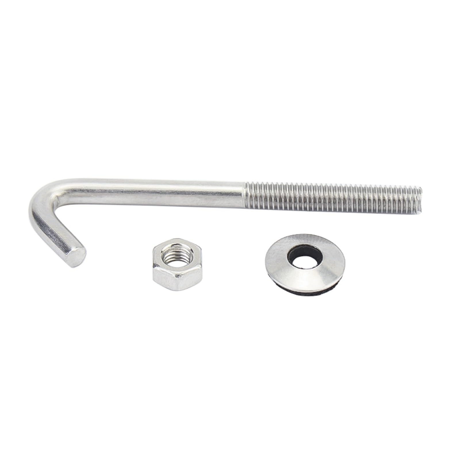 samogwintującym w kształcie litery L, 304 Stainless Steel M5 M6 L Hooks Screws Bolts Nuts Washers Set Silver Pack Of 4(Round M6x50x100 4Sets)