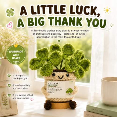 COZEKAVUM Crochet Plant in Pot, Positive Emotional Support with Base Gifts for Mom Grandma Wife Best Friend, Teacher Nurse Coworker Appreciation, Birthday Mothers Day with Good Lucky for Her - image 9