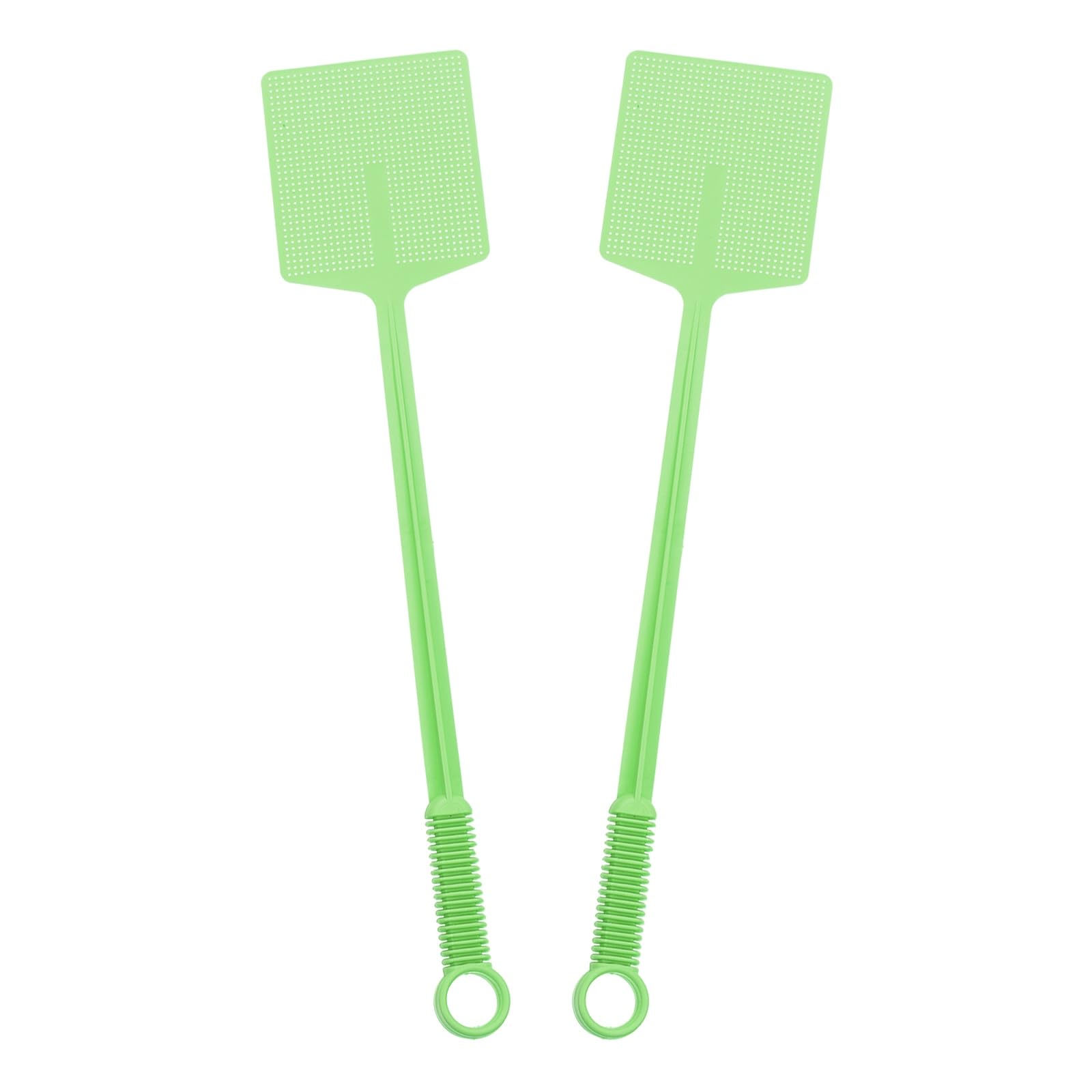 sourcing map 2pcs Fly Swatter 4.5"x3.9" Plastic Manual Heavy Duty Long Handle Fly Swatter for Home Indoor Outdoor, Green