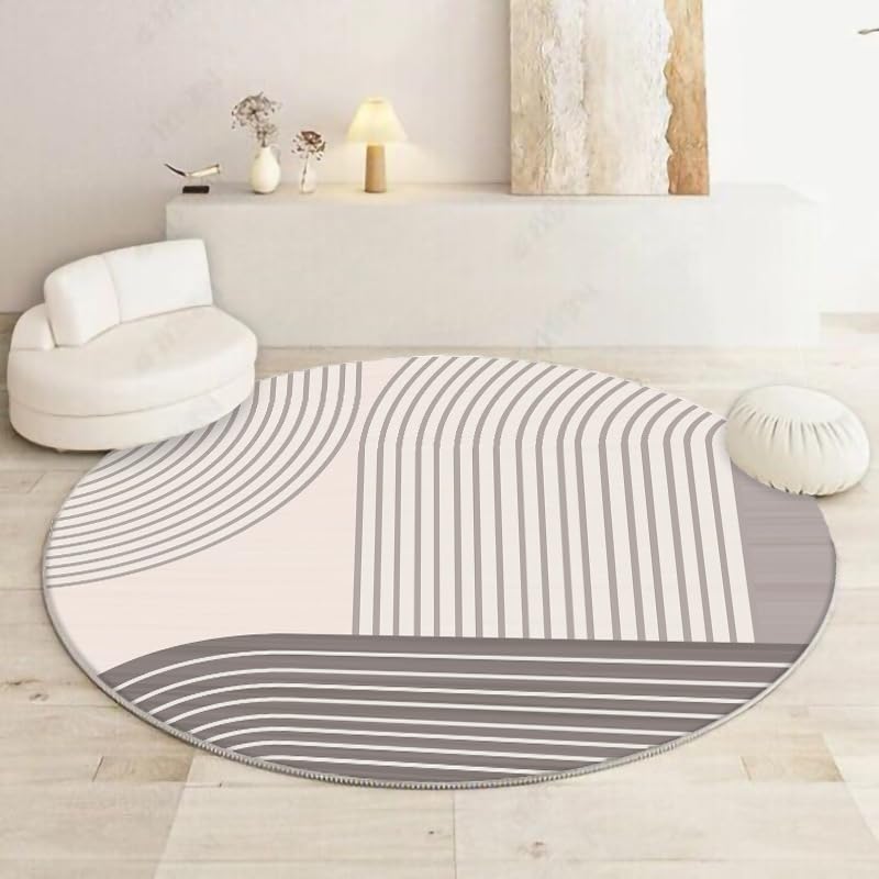 Tapis de chambre rond lavable en machine avec dossier antidérapant