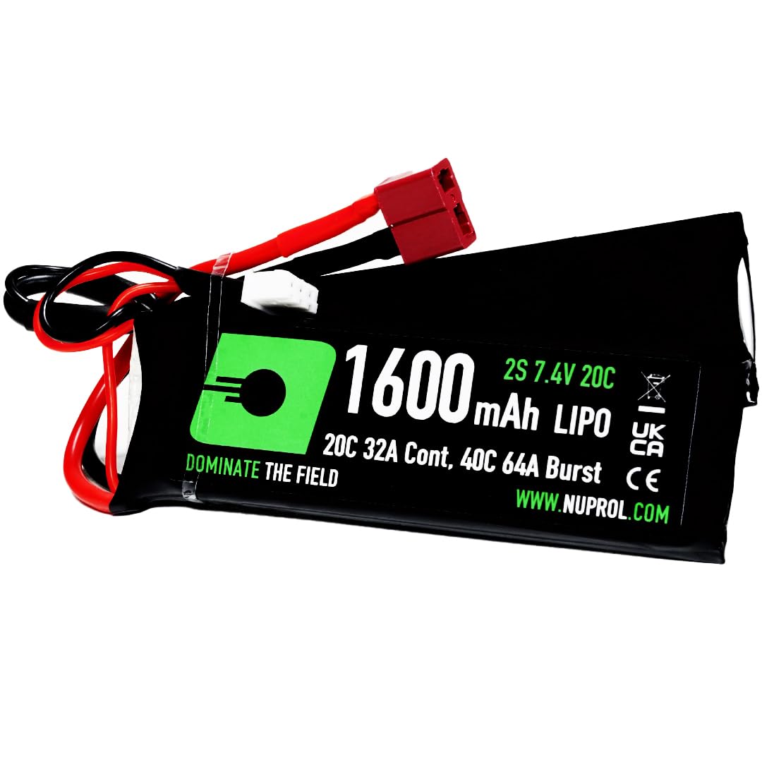 NUPROL Power - 7.4v LiPo 1600mAh 2S Deans [Rate 20C @ 32A] [Burst 40C @ 64A] - Nunchuck