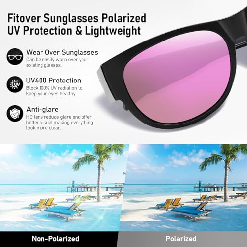 Image of HAOLOTA Sunglasses that Fit-Over Glasses Women Polarized, Trendy Cat Eye Sunglasses Wear Over Glasses, UV Protection