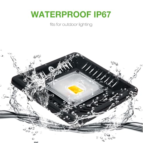 Image of Waterproof 100W LED Grow Light Full Spectrum, CFGROW 3500K White COB LED Grow Light, Natural Heat Dissipation Without Noise, Suitable for Plants All Growing Stage Indoor or Outdoor.