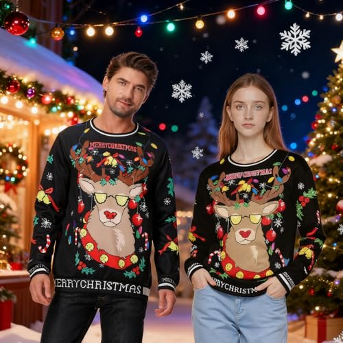yolsun Men Ugly Christmas Sweatshirt Unisex's Crewneck Novelty Casual Ugly Party Accessory for Xmas Party Celebration - Image 8