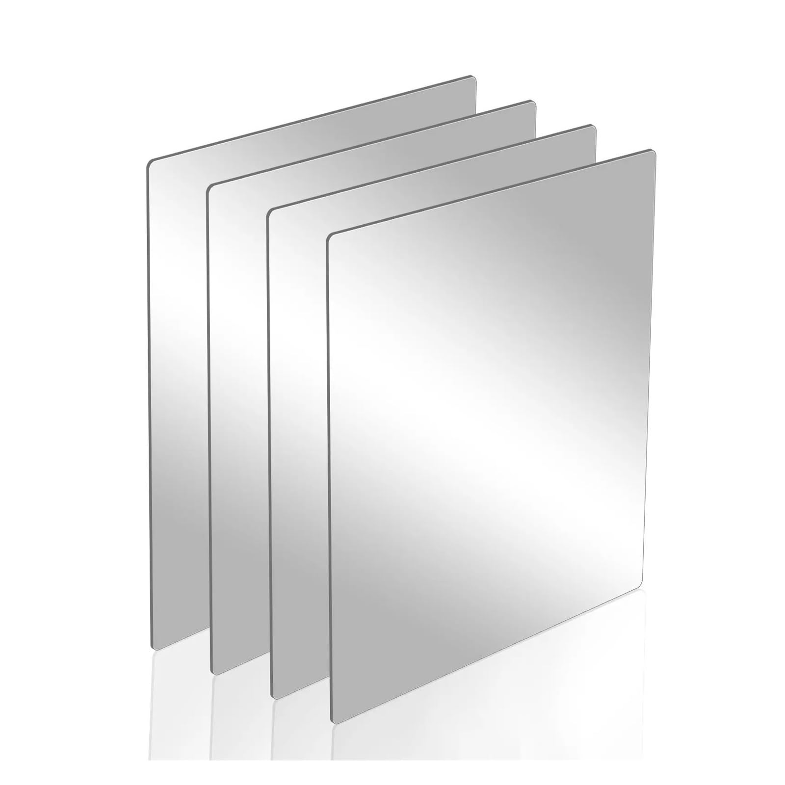 4Pcs Self Adhesive Acrylic Mirror Sheets, Flexible Stick On Mirror Tiles