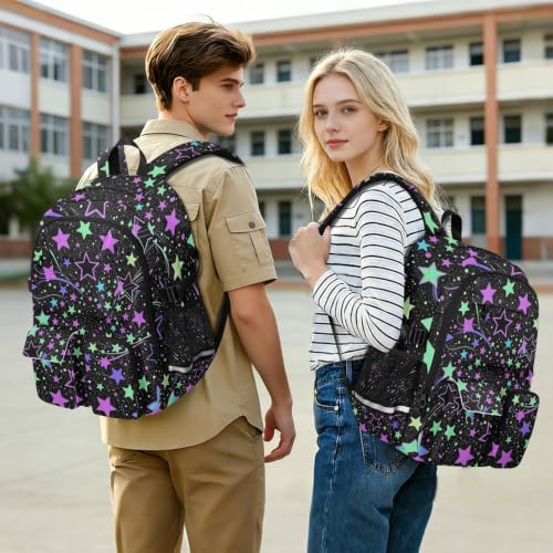 Mochila de viaje para laptop y universidad con estampado estelar arcoíris 7