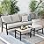 HOOOWOOO Outdoor Patio Seating Furniture Set with 3-Seat Modern Outdoor Wicker Bistro Set Sofa Ottoman Outdoor Couch for All Weather,Beige Cushions