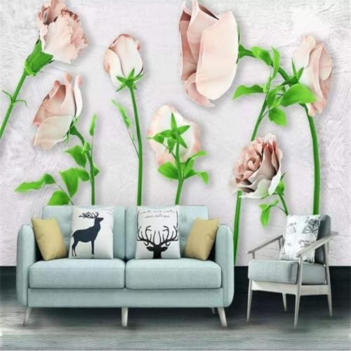 Papel pintado 3D de flores para el salón y pared de impacto trasera del sofá 2