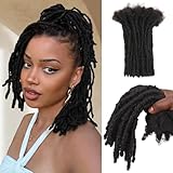 FAVE 0.6cm Width 6 Inch Loc Extensions Human Hair New Tech Minimal Shedding Human Hair Dreadlock Extensions 100% Handmade Soft Dreads Non-Stiff Locs Extension Can Be Dyed & Bleached (30 Strands)