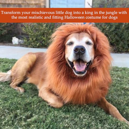 Rotbraunes Löwen-Hundekostüm, mit Schwanz, geeignet für mittelgroße und große Hunde, Hunde-Outfits werden für Halloween, Partys usw. verwendet und verwandeln Sie in einen majestätischen 'König der