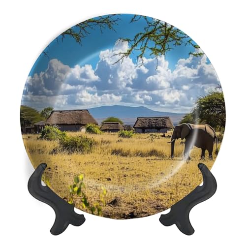 Decorative Plates for Display Walkway bamboo covered Gift Plates Ceramic Collections Plates Hanging Artwork for Living Dining Room Kitchen Souvenir