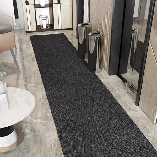 Ottomanson Commercial Scrape Rib Entry Mat Heavy Duty Ribbed Floor Mat for High Traffic Non Slip Rubber Back Waterproof Indoor Outdoor Use for Offices Schools Lobbies 27 x 9 Black