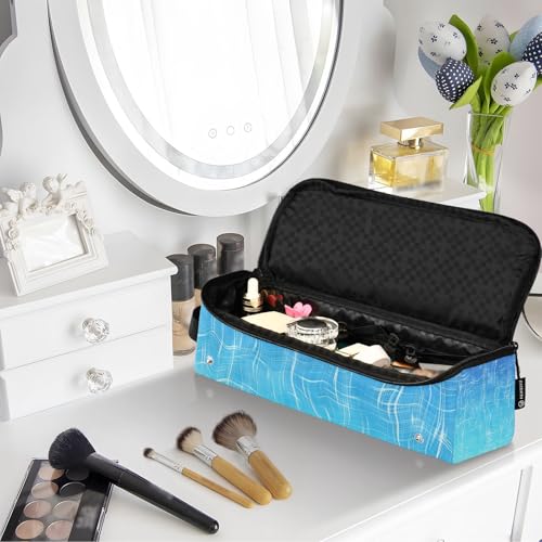 Bolsa de viaje para herramientas de cabello con tapete térmico para planchas y rizadores color azul cielo con diseño craquele miniatura 7
