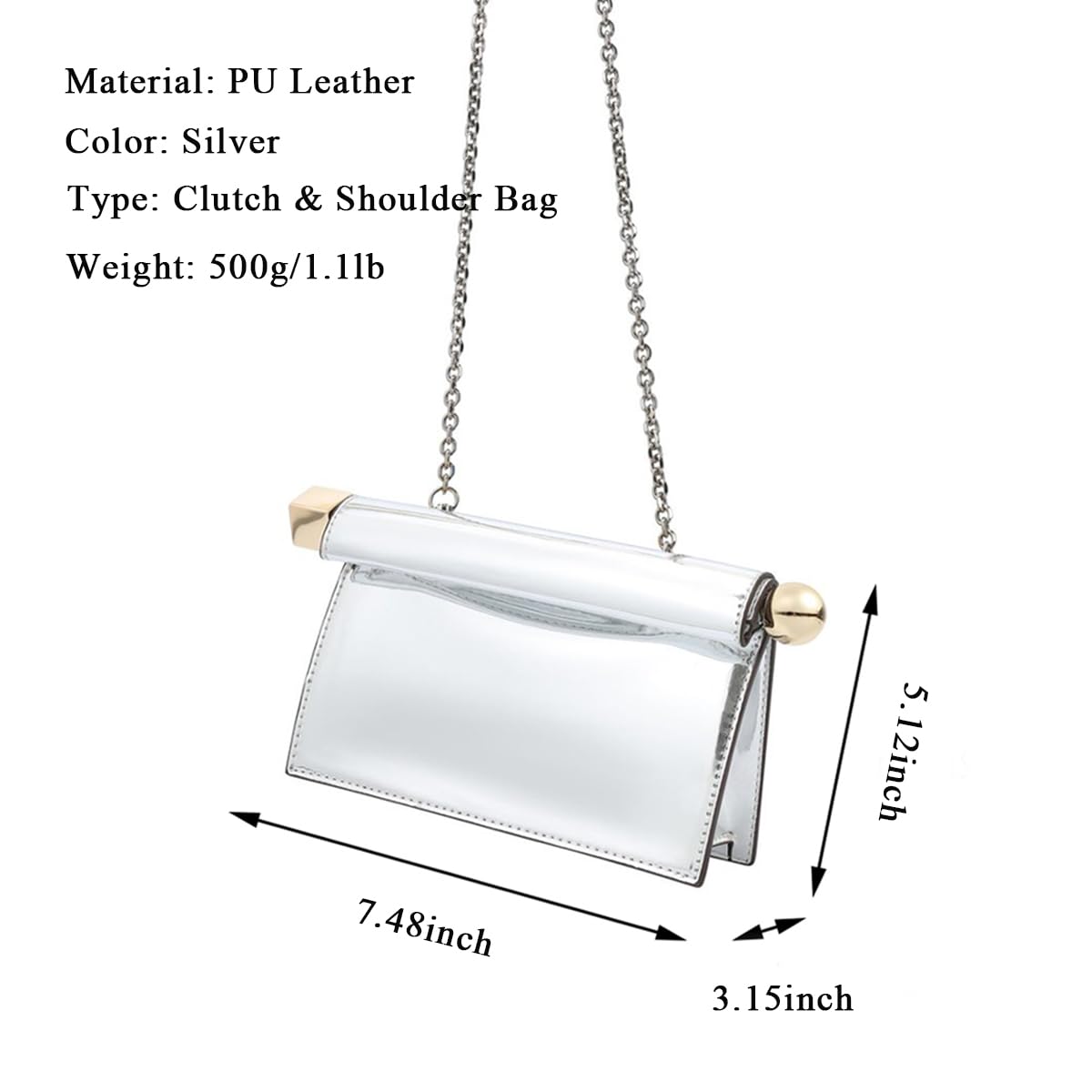 Trendige Clutch aus PU-Leder für Damen, vielseitig, faltbar, Abendtasche, Metall-Dekoration, Crossbody für Bankett, Party