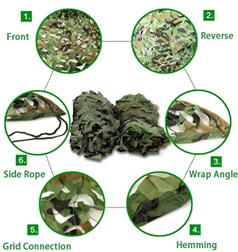 LGLFDJ Large Camo Sunshade Net, Oxford Fabric Truck Cargo Net, Jungle Natural Concealment Camouflage Netting, for Garden Pergola, Car Cover (Size : 12X12m(40ft X 40ft))