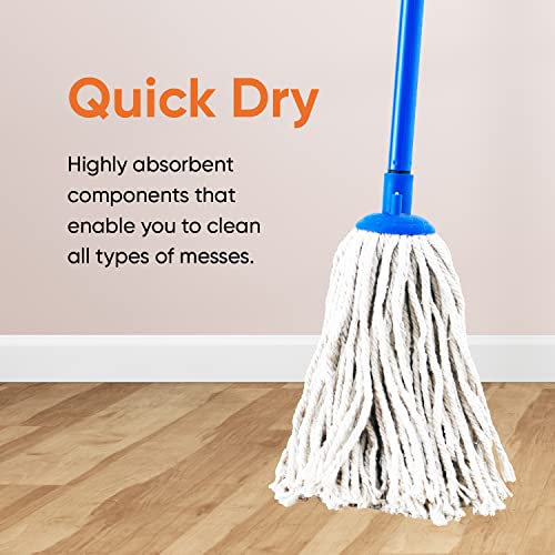 Superio String Mop Replacement, Cotton Mop Head, Refill For Cotton String Mop For Hardwood Floor Cleaning Self Wringing Mop For Home, Kitchen, Bath Heavy Duty Mop Commercial/Industrial, 14” Strings #TOP7