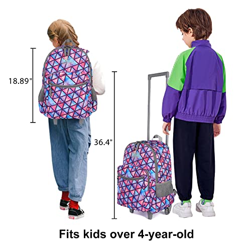 Image of Rolling Backpack 18 inch Double Handle Wheeled Boys Girls Travel School Children Luggage Toddler Trip