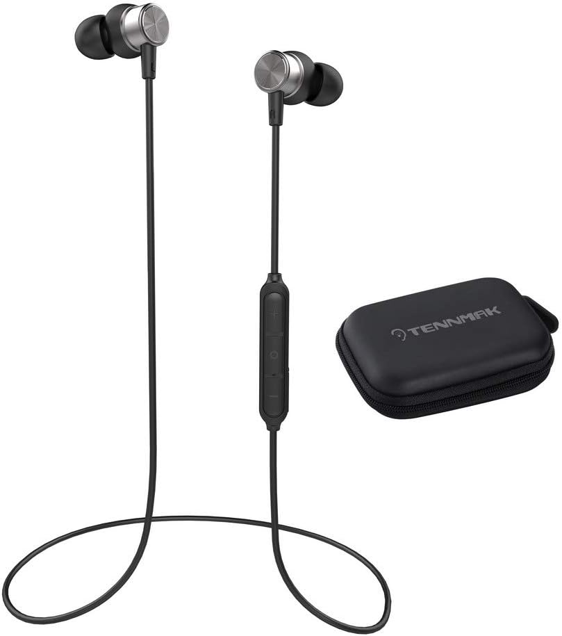 TENNMAK BT608 Bluetooth 5.0 Earphones with Mic, Wireless Magnetic Earphones, in-Ear Waterproof Sweatproof Sport Running Gym Travelling Earphones Earbuds 8 Hours Playtime Wireless Headphones