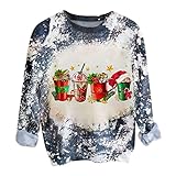 MODSGUE Weihnachten Kaffeetasse Hoodies Sweatshirt Damen Casual Herbst Langarm Sweatshirt Button Down Top Leichte Bluse Pullover Cool Damen