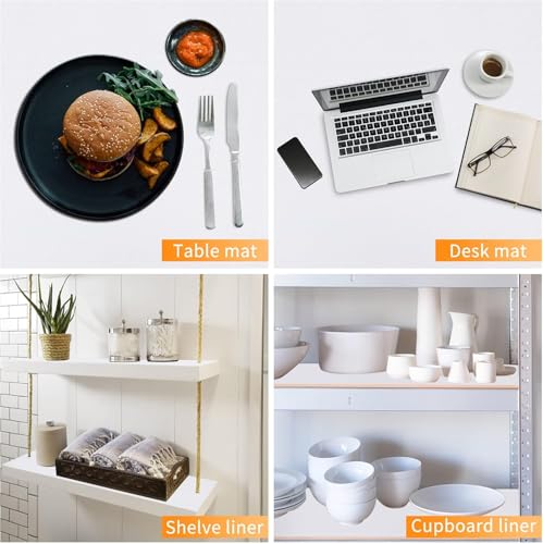 Image of Crasts Multipurpose Super Strong EVA Anti-Slip Kitchen Mats for Cupboard | Washable Shelf Liners for Kitchen Shelves, Cabinet Placemats (White, 45W x 300L cm (3L m))