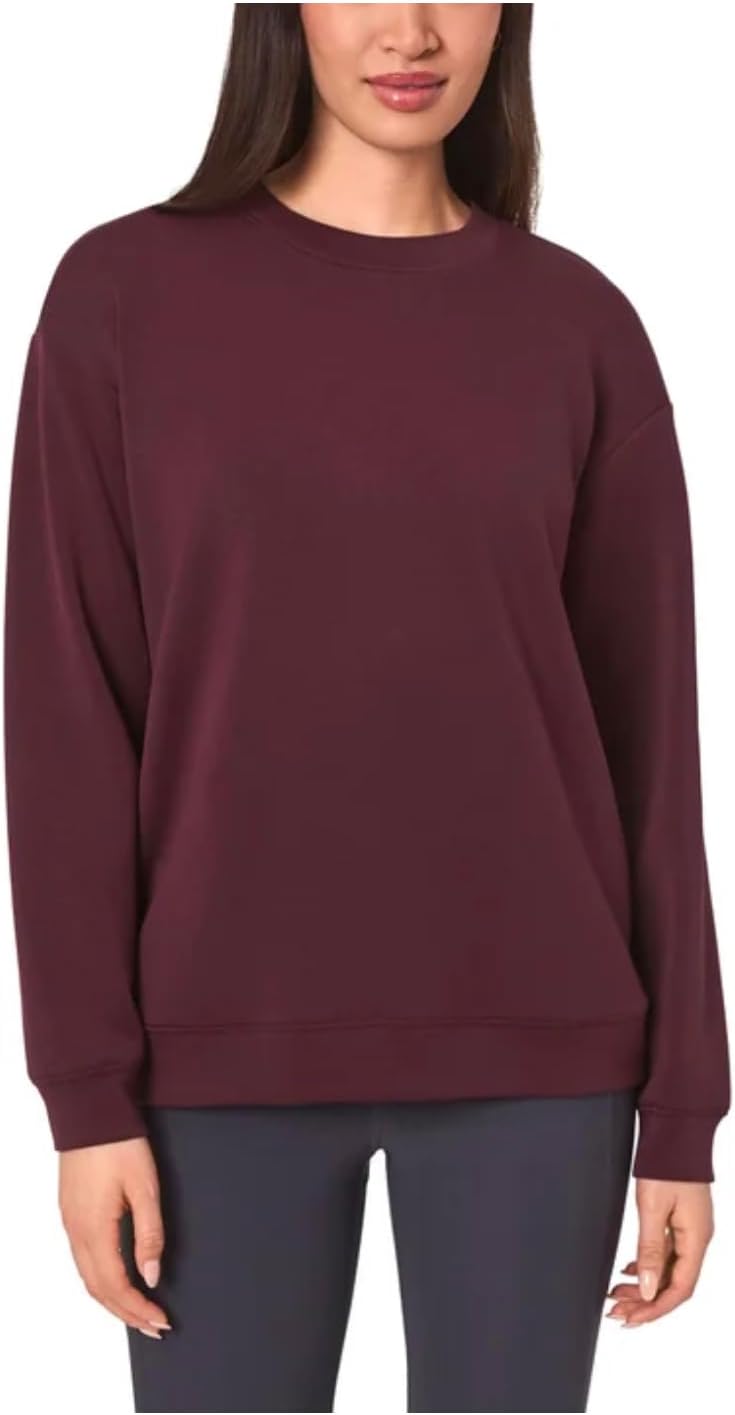 Mondetta Women's Cozy Fleece Active Crewneck Pullover Sweatshirt with Pockets