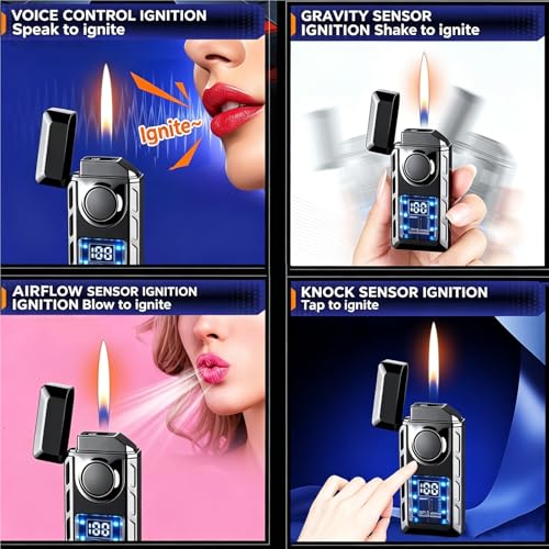 Encendedor de butano de doble llama ajustable resistente al viento unisex 4