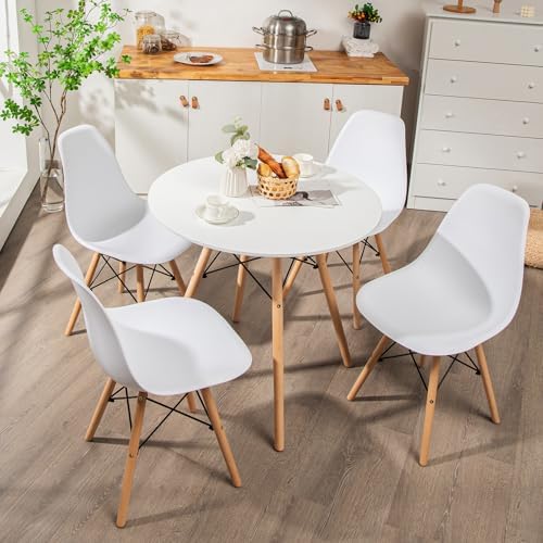 Amazon.com: Tangkula Dining Table Set for 4, Round Kitchen Table and ...