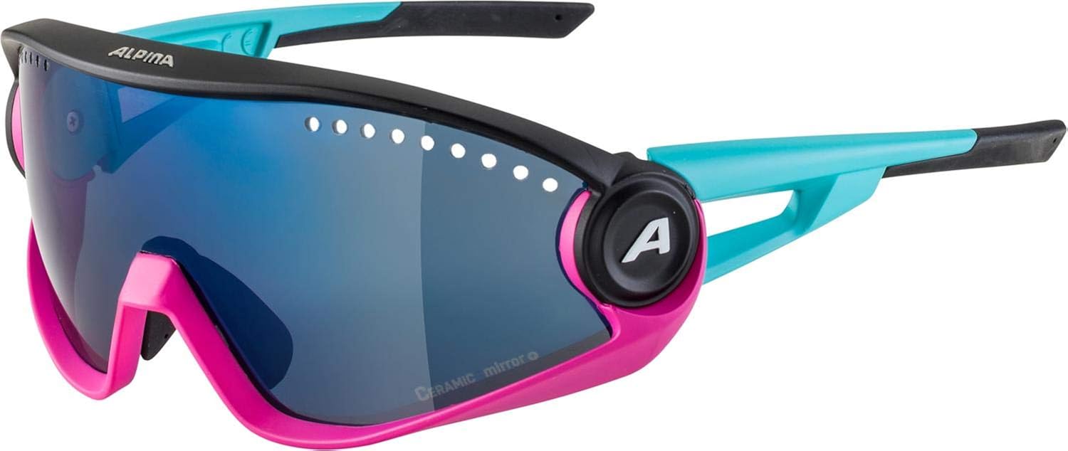 ALPINA Lentes de sol deportivos con efecto espejo, 100% protección UV para hombres y mujeres, ciclismo, correr, protección lateral extraíble, 5W1NG