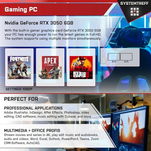SYSTEMTREFF PC Gamer Basique AMD Ryzen 7 5700X 8x4.6GHz | Nvidia RTX 3050 6GB | 512Go M.2 NVMe | 16Go DDR4 RAM | Windows 11 | Ordinateur de Bureau WLAN pour Les Joueurs, Les Gamers – Image 6