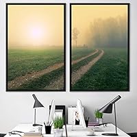 2 Piece Framed Canvas Wall Art Sunset in The Trees Canvas Prints Home Artwork Decoration for Living Room,Bedroom - 16