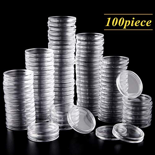 Eeoyu 100 Pieces 25 mm Coin Capsules Holder with Plastic Storage Organizer Box for Coin Collection Supplies 6